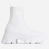 Wjczt Women Boots White Platform Boots For Winter Autumn Botas Femininas Socks Ankle Boots Platform Shoes Women Heels Botines Mujer