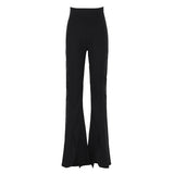 Wjczt Bell Bottom Pants Office Loose Fit Flared Trousers Women Pants High Waist Black Female Boot Cut Zipper Trousers