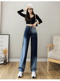 Wjczt Chic High Waist Loose Woman Jeans Casual Gradient Color Wide Leg Pants Women Long Trousers Spring Femme Denim Pants