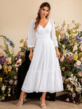 Wjczt Simplee Elegant white bridesmaid party dress women autumn Wedding guest lace ruffle split dresses Long sleeve maxi vestido 2024