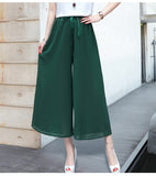 Wjczt Wide Leg Pants Women'S Spring Summer New Korean  Versatile Loose Chiffon Leisure Straight Tube 8-Point High Waist Trousers Lady