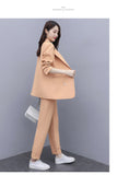 Wjczt 2022 Spring Autumn OL Two Pieces Pants Set Office Lady Graceful Suit Coats+Trousers Sets Women's Working Basic Solid Clothing