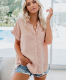 Wjczt Elegant Short Sleeve Button Shirt Women Summer Casual Turn Down Collar Loose Blouse Office Lady Solid Tunis Streetwear Chic Tops