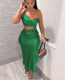 Wjczt Women Elegant Party Club Evening Birthday Hollow Out Bodycon Stain Green Long Dress Summer Clothes Streetwear