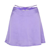 Wjczt Summer Cute Solid Color Satin Women Mini Skirt Fashion Sexy Cropped Zipper Lace Up Pink Miniskirt Silk Midi Skirts