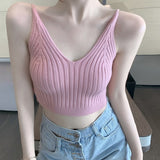 Wjczt Fashion Women Summer Basic Tops Sexy Strappy Sleeveless Racerback Crop Top 2022 Female Casual Solid Color Ribbed Knit Short Vest