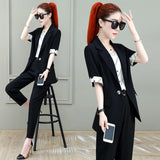 Wjczt 2022 Summer New French Elegant Women's Pants Suit Slim Jacket Office Blazer Casual Trousers Two-piece Set Female Tracksuit Set