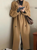 Wjczt 2022 New Autumn and Winter Suit Collar Camel Colored Woolen Coat Women Knee Length Wool Coat Coat Women Winter Jacket Long Coat