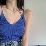 Wjczt Fashion Women Summer Basic Tops Sexy Strappy Sleeveless Racerback Crop Top 2022 Female Casual Solid Color Ribbed Knit Short Vest