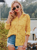 Wjczt Women Elegant Lace Blouse Spring Summer Lapel Button Up Shirt Sexy Hollow Out Blouse Office Lady Luxury Top Tunic Streetwear