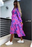 Wjczt Autumn Print Long Sleeve Dress Loose Fashion Long Skirt Street Dress Elegant Women's Dresses for Party 2022 Dresses for Women