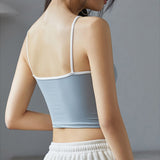 Wjczt Sexy Girl's Beautiful Back Crop Top Women Ice Silk Fixed Cup Push?Up Wireless Soft Skin-Friendly Camisole 2022 New