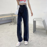 Wjczt 2022 New Spring Autumn Ins Street Hip-hop Wash Jeans Pants Loose Casual Denim Wide Leg Pants Tide Woman Side Stirp Jeans S-5XL