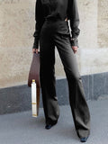 Wjczt Black Classic High Waist Pants Street Satin Elasticity Flare Leggings Winter 2022 Women Floor-Length Trousers Female