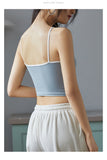 Wjczt Sexy Girl's Beautiful Back Crop Top Women Ice Silk Fixed Cup Push?Up Wireless Soft Skin-Friendly Camisole 2022 New