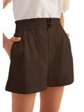 Wjczt Summer New Women's Solid Color Elastic Zipper Plus Pocket Casual Shorts Fashion Comfortable Breathable Women Pants Woman Shorts