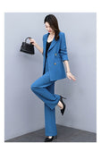 Wjczt Korean Version High Sense Temperament Professional Suit Elegant Woman 2022 Spring New Style Suit Wide Leg Pants Two-piece Set