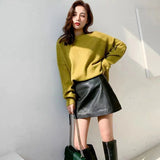 Wjczt Sheepskin Leather Skirt Women 2023 Fashion New High Waist Skirt Spring Autumn Slim Mini Skirt Genuine Leather Shorts Boots Y2k