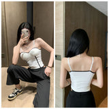 Wjczt Sexy Camisole Fixed Latex Chest Pad Slim Fit Beautiful Back Bandeau Anti-Sagging Comfortable Elastic Tank Top 2022 New