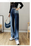 Wjczt Chic High Waist Loose Woman Jeans Casual Gradient Color Wide Leg Pants Women Long Trousers Spring Femme Denim Pants