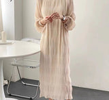 Wjczt Elegant Chiffon Dress Women Summer Casual Simple Loose Dereees Female Korean Solid Lantern Sleeve Holiday Dress