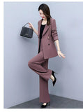 Wjczt Korean Version High Sense Temperament Professional Suit Elegant Woman 2022 Spring New Style Suit Wide Leg Pants Two-piece Set