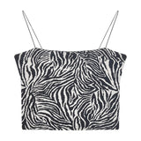 Wjczt Women Summer Crop Tops Zebra Print Camisole Tube Top Basic Bodycon Tee Vest Sleeveless Spaghetti Strap Cami Fashion Tank Tops