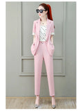 Wjczt 2022 Summer New French Elegant Women's Pants Suit Slim Jacket Office Blazer Casual Trousers Two-piece Set Female Tracksuit Set