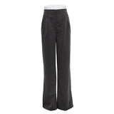 Wjczt Loose High Waist Work Pants Women Spring Autumn Casual Solid Straight Wide Leg Long Pants Female Floor-Length Trousers