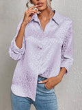 Wjczt Elegant Office Lady Leopard Print Lapel Blouse Casual Long Sleeve Jacquard Spring Summer Luxury Shirt Vintage Oversize Top Tunic