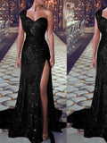 Wjczt Elegant Red Off Shoulder Split Glitter Long Dress Women Sexy Party Club Shine Dress Floor Length Sequin Evening Chic Vestidos
