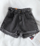 Wjczt New 2022 High Waist Denim Shorts Women Casual Loose Ladies Fashion Plus Size Elastic Waist Wide Leg Short Jeans Female