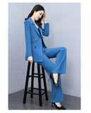 Wjczt Korean Version High Sense Temperament Professional Suit Elegant Woman 2022 Spring New Style Suit Wide Leg Pants Two-piece Set