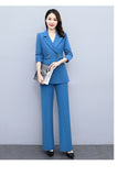 Wjczt Korean Version High Sense Temperament Professional Suit Elegant Woman 2022 Spring New Style Suit Wide Leg Pants Two-piece Set