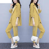 Wjczt Korean Style New Pink Elegant Women's Pants Suit Fashion Loose Jacket Trousers Two-piece Set Female Office Blazer Tracksuit