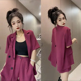 Wjczt Korean Casual Suit Set 2022 New Elegant Feminine Suit Commuter Short Sleeve Small Suit Shorts Women Two Piece Set Shorts Women