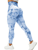 Wjczt Tie-Dye Print Seamless Leggings High Waist Push Up Leggings for Fitness Workout Sports Pants for Women Casual Gym Cloth