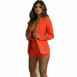 Wjczt New Spring and Summer Suit Jacket Shorts Sexy Temperament Women's Fashion Casual Lapel Cardigan Fashion Belt Women's Wear  Set