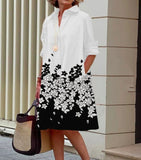 Wjczt Elegant Women Solid Shirt Dress Summer Casual Turn-down Collar Long Sleeve Midi Dresses Fashion Print Streetwear Dress Vestidos