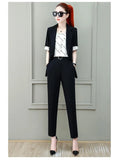 Wjczt 2022 Summer New French Elegant Women's Pants Suit Slim Jacket Office Blazer Casual Trousers Two-piece Set Female Tracksuit Set