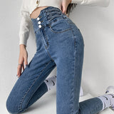 Wjczt Stretch Jeans Women 2022 Push Up Sexy Retro High Waist Skinny Mom Pants Korean Fashion Denim Trousers Femme Spring New