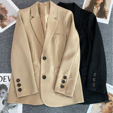 Wjczt Pink Suit and Jacket Female 2022 Spring and Autumn New Commuter Loose Leisure Joker Black Suit and Jacket Blazer Women