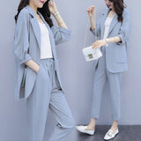 Wjczt Korean Style New Pink Elegant Women's Pants Suit Fashion Loose Jacket Trousers Two-piece Set Female Office Blazer Tracksuit