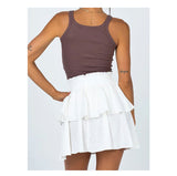 Wjczt Cute Purple Ruffles Women Mini Skirt Kawaii Solid Color Elastic Waist Girl Pencil Miniskirt Fairycore Preppy 2022