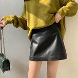 Wjczt Sheepskin Leather Skirt Women 2023 Fashion New High Waist Skirt Spring Autumn Slim Mini Skirt Genuine Leather Shorts Boots Y2k