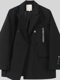 Wjczt Black Suit Coat Female Autumn Winter 2022 New High-level Design Early Autumn Loose Suit Blazers for Women Blazers for Women