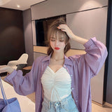 Wjczt Chiffon Blouse Sexy Beach Tops Women 2022 Summer Shirts for Women White Shirt for Women Transparent Blouse Buttoned Shirts