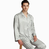 Wjczt Mens Silk Satin Pajamas Set  Pajama Pyjamas Set  PJS  Sleepwear Set Loungewear  U.S.S,M,L,XL,2XL,3XLL,4XL Plus Striped