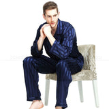 Wjczt Mens Silk Satin Pajamas Set  Pajama Pyjamas Set  PJS  Sleepwear Set Loungewear  U.S.S,M,L,XL,2XL,3XLL,4XL Plus Striped