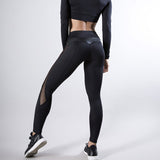 Wjczt Solid High Waist Fitness Legging Women Heart Workout Leggins Femme Fashion Mesh And PU Leather Patchwork Leggings